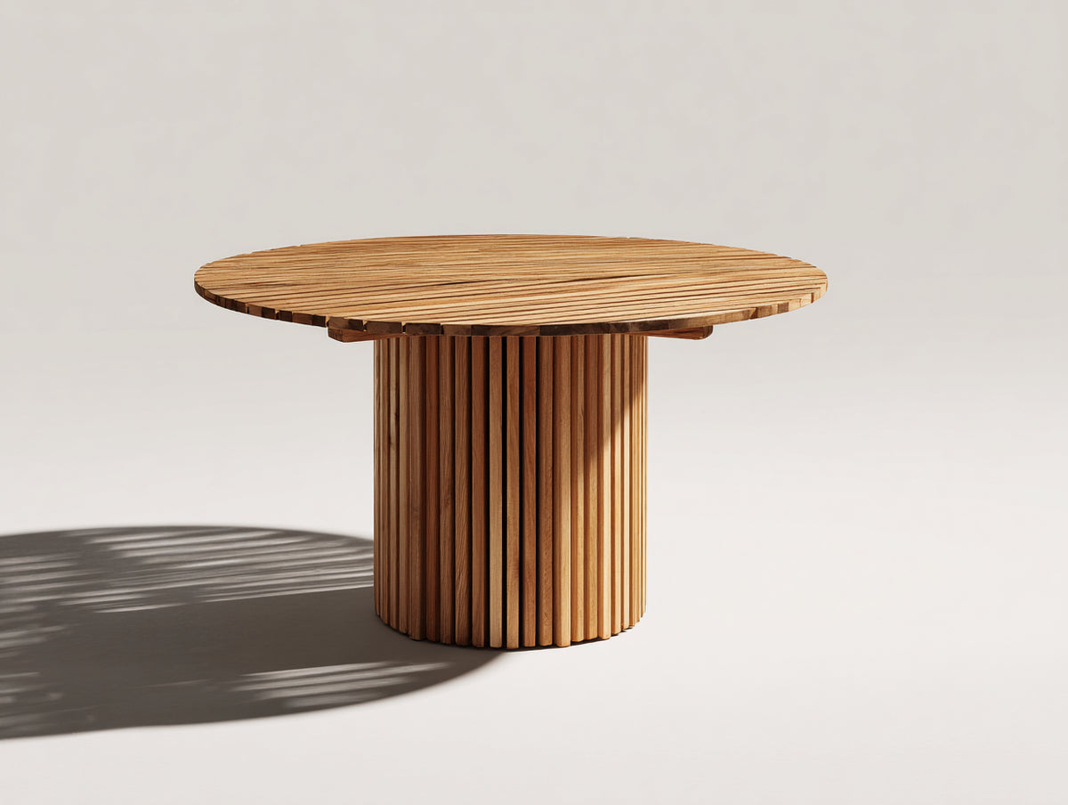 Gartentisch-Holz-138x138x76 cm-Natur-Modernes Lamellendesign