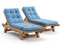 Sonnenliege im 2er Set aus Holz ca. 198 x 70 x 94 cm - Hellblau und Naturbraun - Verstellbare Rückenlehne - Modernes Design