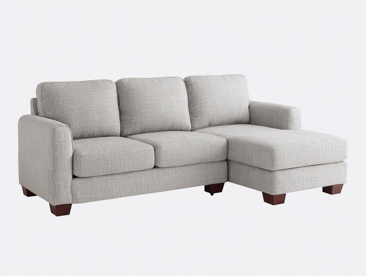 Sofás de esquina de tela texturizada 250 x 160 x 86 cm - Gris claro - Diseño contemporáneo con chaise integrada
