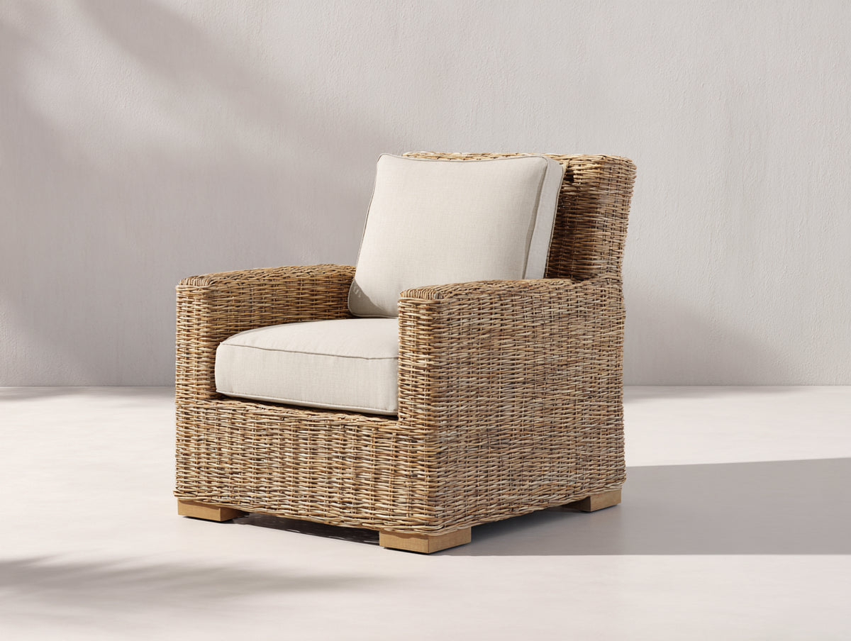 Polyrattan Gartensessel Rattan-Stoff 82x78x88 cm Naturbraun-Beige - Klassisches Lounge Design