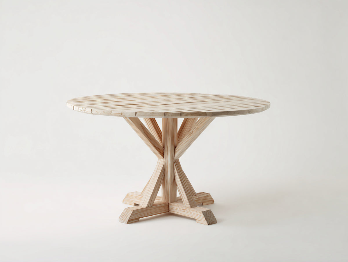 Gartentisch-Holz-115x115x74 cm-Natur-Rustikaler Landhausstil