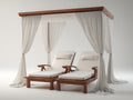Sonnenliege Massivholz 220x180x235 cm - Naturbraun-Cremeweiß - Luxuriöses Gartendesign