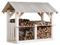 Kaminholzregal Holz 200x60x160 cm - Weiß-Grau - Überdachtes Design