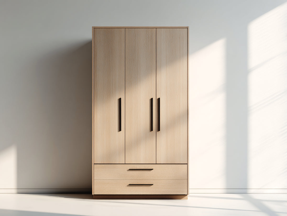 Kleiderschrank Holz 140x58x220 cm Beige - Modernes Stauraum Design