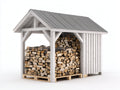 Kaminholzregal Holz 210x90x190 cm Weiß-Schwarz für Außenbereich - Überdachte Lagerung