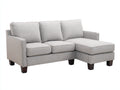 Sofá de esquina tapizado 220 x 150 x 88 cm - gris claro y marrón oscuro - diseño compacto con chaise longue para salón