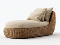 Sonnenliege Polyrattan 190x85x82 cm - naturbraun und beige - für Garten und Terrasse